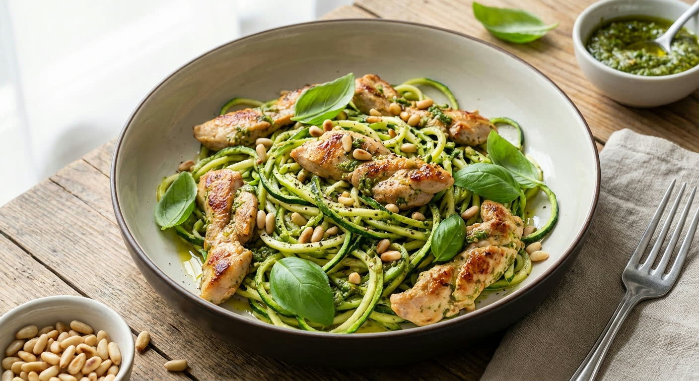 Gegrilde Kip met Courgettenoedels (Courgetti)