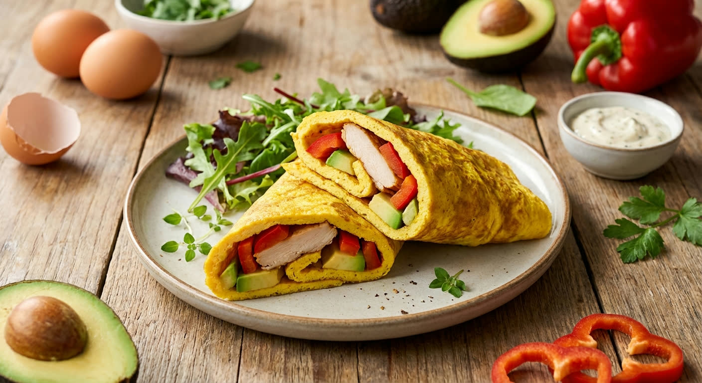 Omelet Wrap met Kip en Avocado