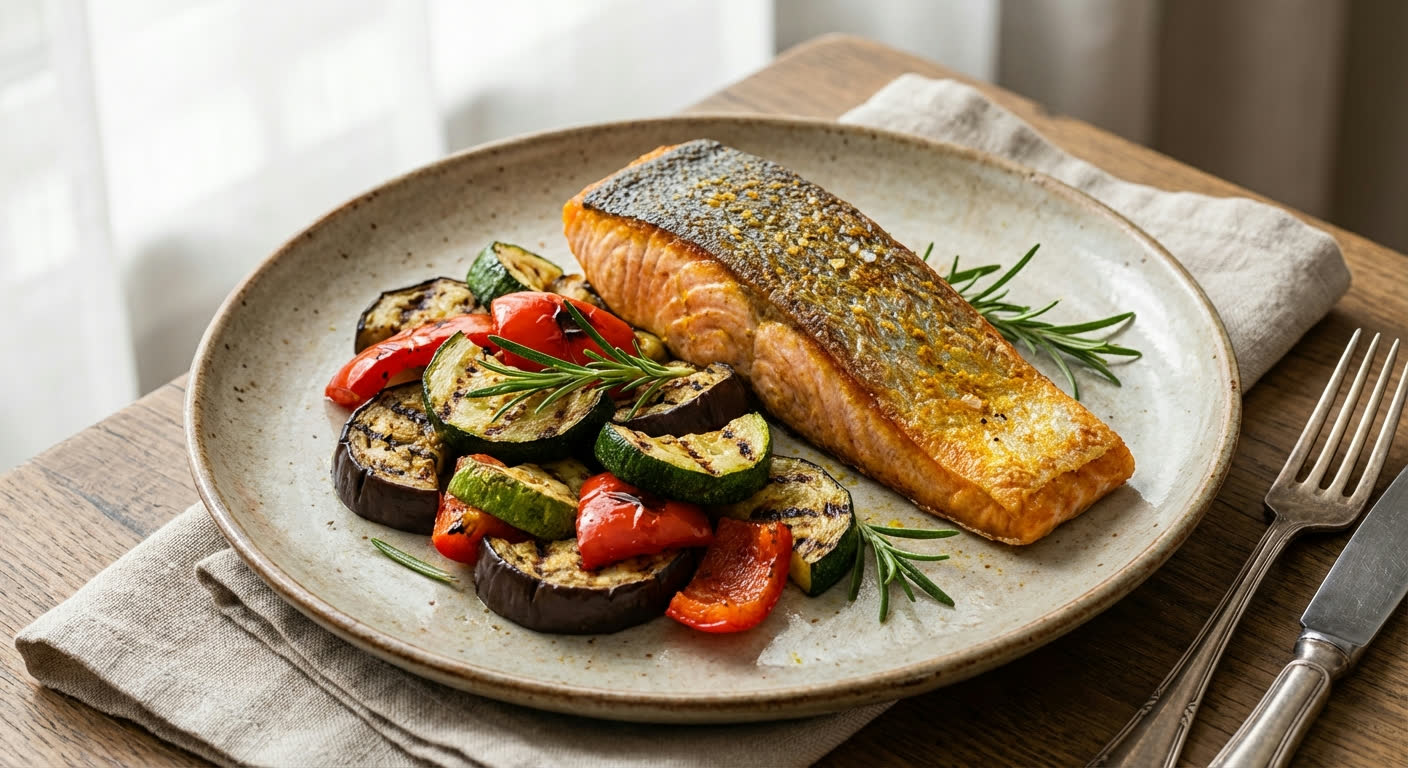 Zalm met Gegrilde Groenten