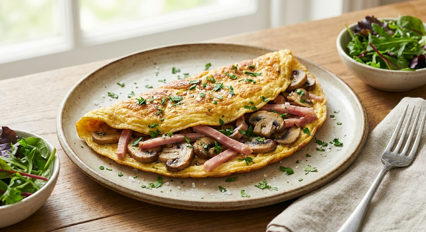 Omelet met Champignons en Ham