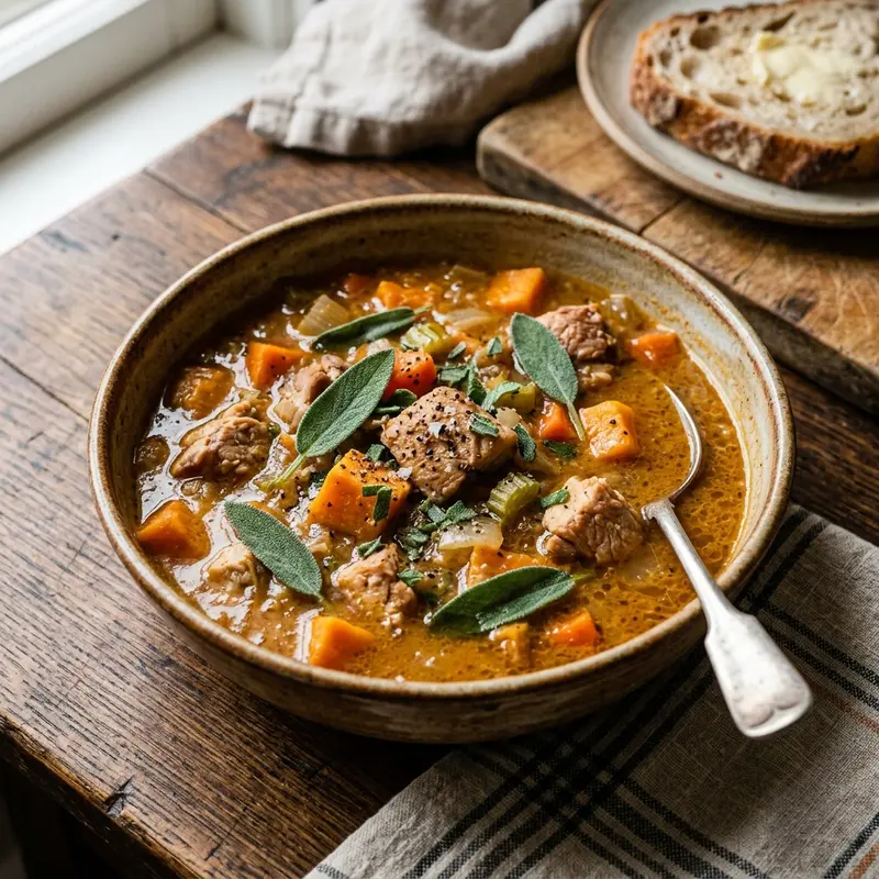 Kalkoenstoof met Zoete Aardappel en Salie