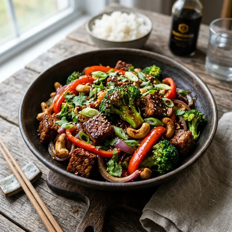 Tempeh Stir-fry met Broccoli en Cashewnoten