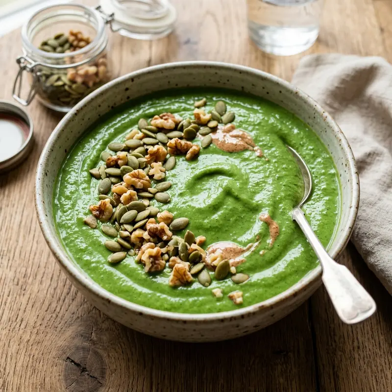 Smoothie Bowl met Spinazie, Collageen en Amandelpasta
