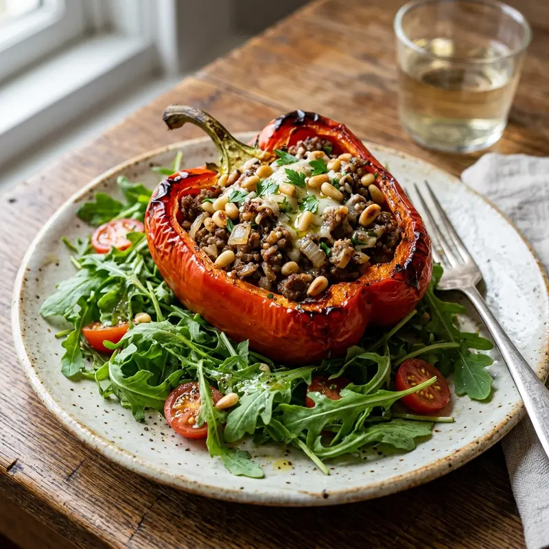 Gevulde Paprika met Rundvlees en Pijnboompitten