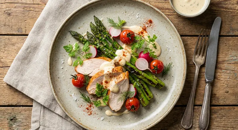 Gerookte Kip met Groene Asperges