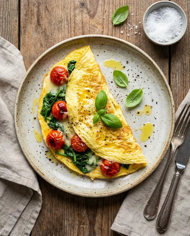 Omelet met Spinazie en Tomaat