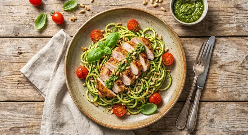 Kipdijfilet met Courgetti en Pesto