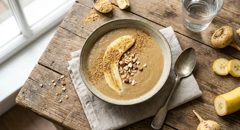 Eiwitshake met Halve Banaan en Maca