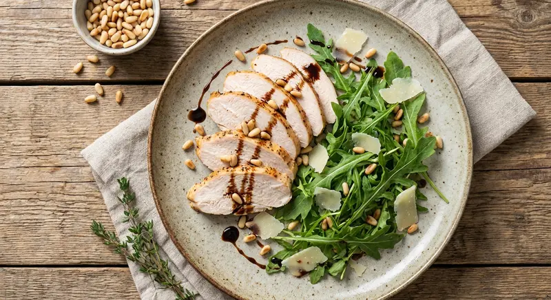 Kipfilet Plakjes met Rucola en Pijnboompitten