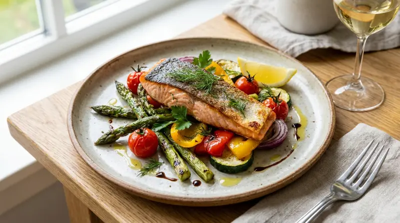 Zalmfilet met geroosterde groenten