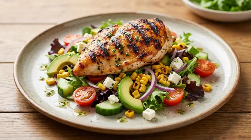 Gegrilde kip met gemengde salade