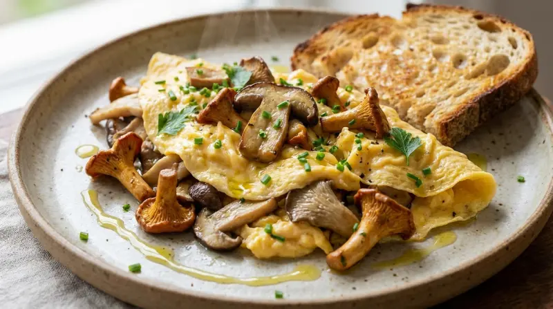 Roerei met champignons