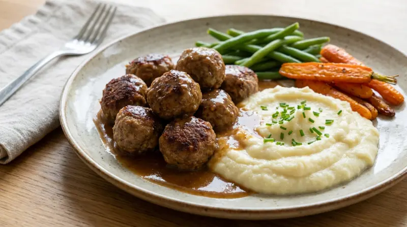 Gehaktballen met bloemkoolpuree
