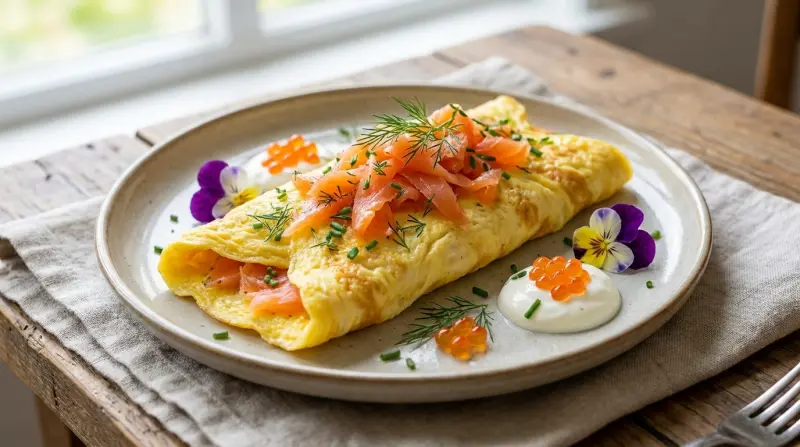 Omelet met zalmsnippers