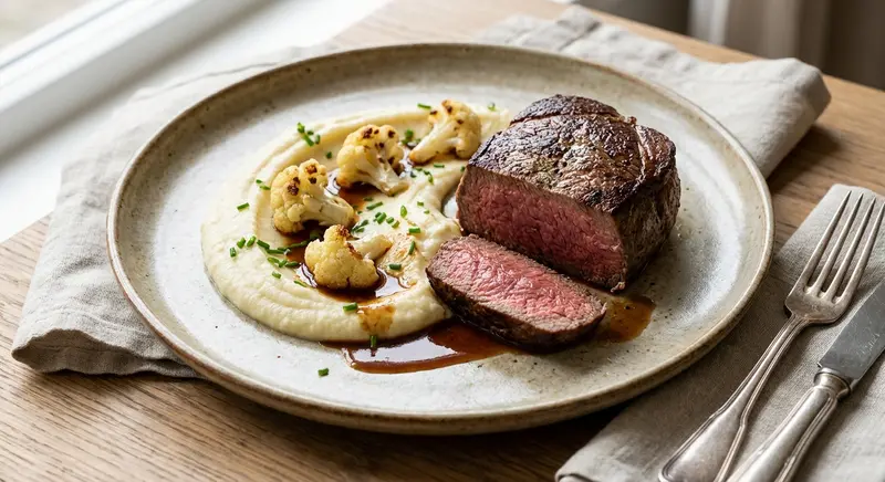 Rundersteak met Bloemkoolpuree