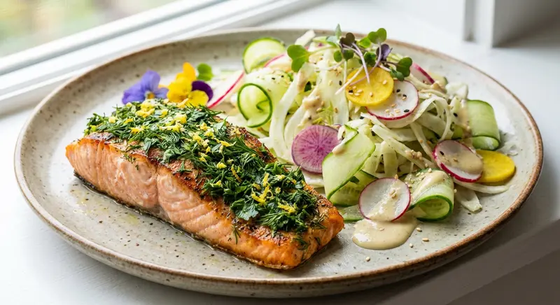 Wilde Zalm met Venkel-Komkommersalade