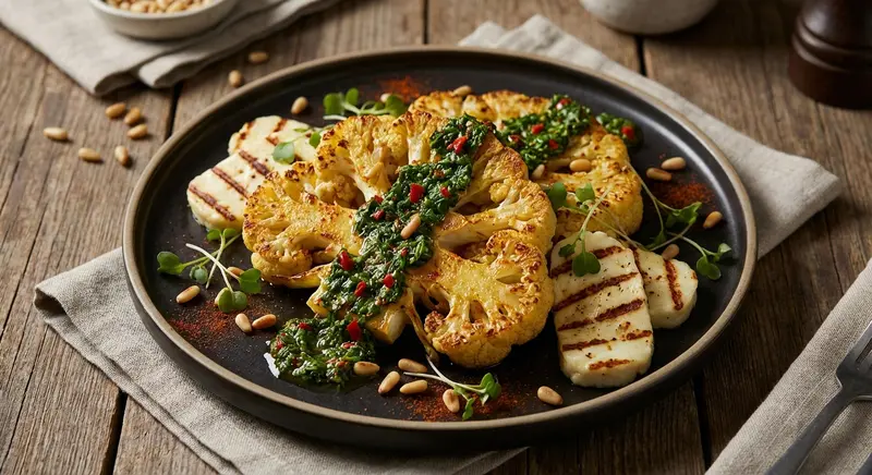 Geroosterde Bloemkoolsteaks met Halloumi en Chimichurri