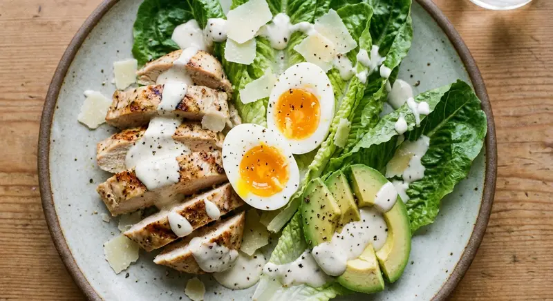Caesar Salade met Gegrilde Kip en Avocado