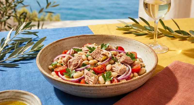 Tonijn-Witte Bonensalade met Rode Ui en Tomaat