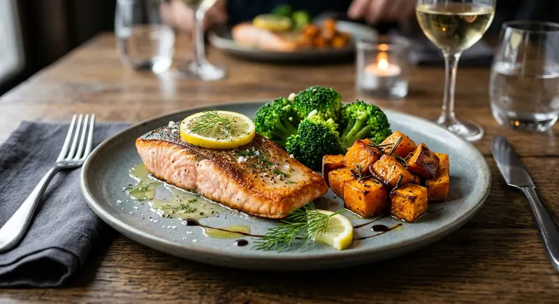 Gebakken Wilde Zalm met Broccoli en Zoete Aardappel