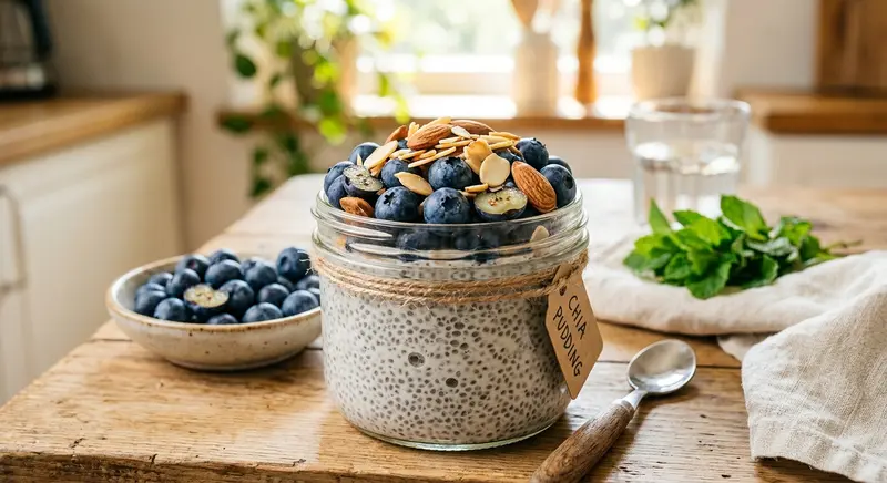 Blauwe Bessen Chia Pudding