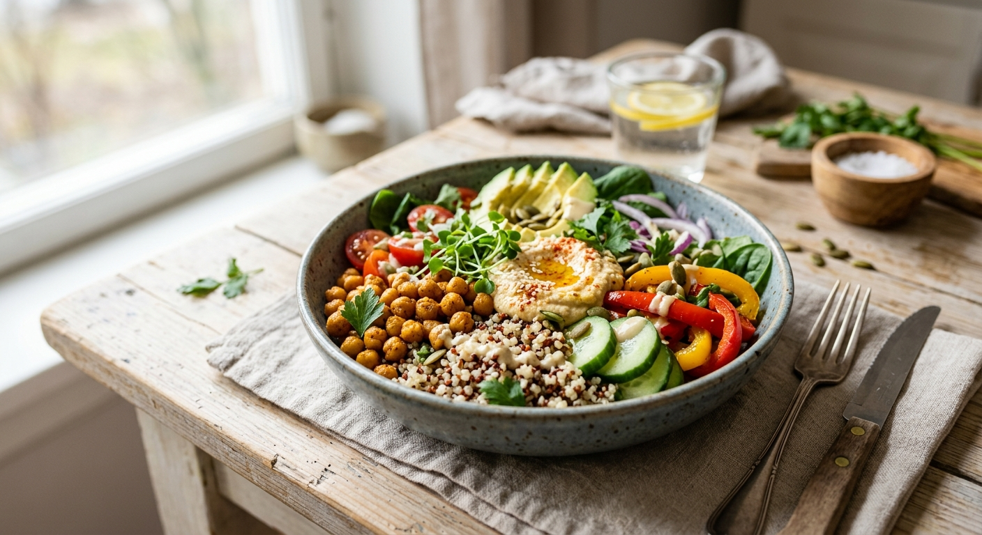 Quinoa Bowl met Kikkererwten en Paprika
