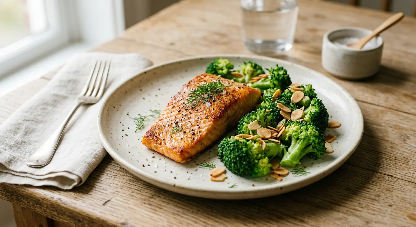 Gebakken zalm met broccoli