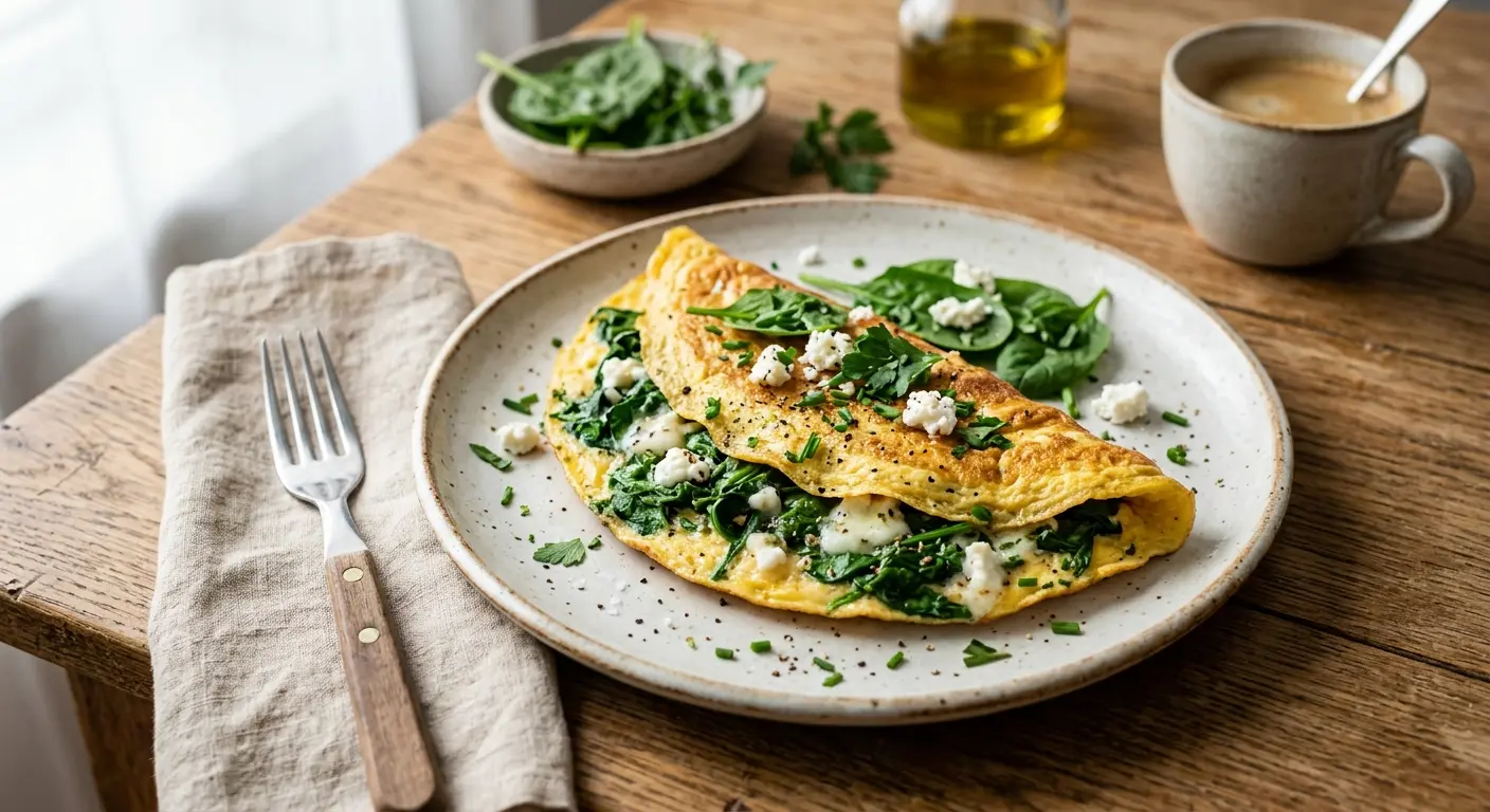 Omelett mit Spinat und Ziegenkäse