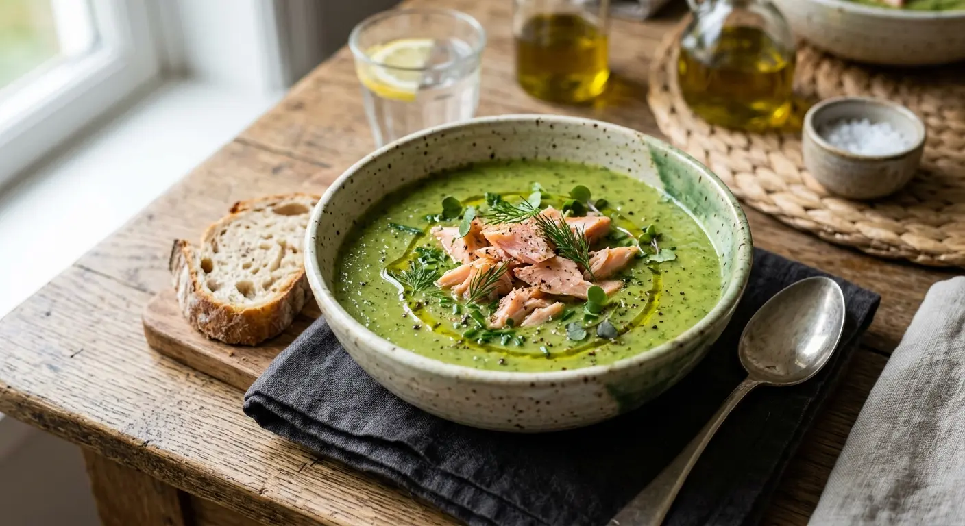 Courgettesoep met gerookte forel