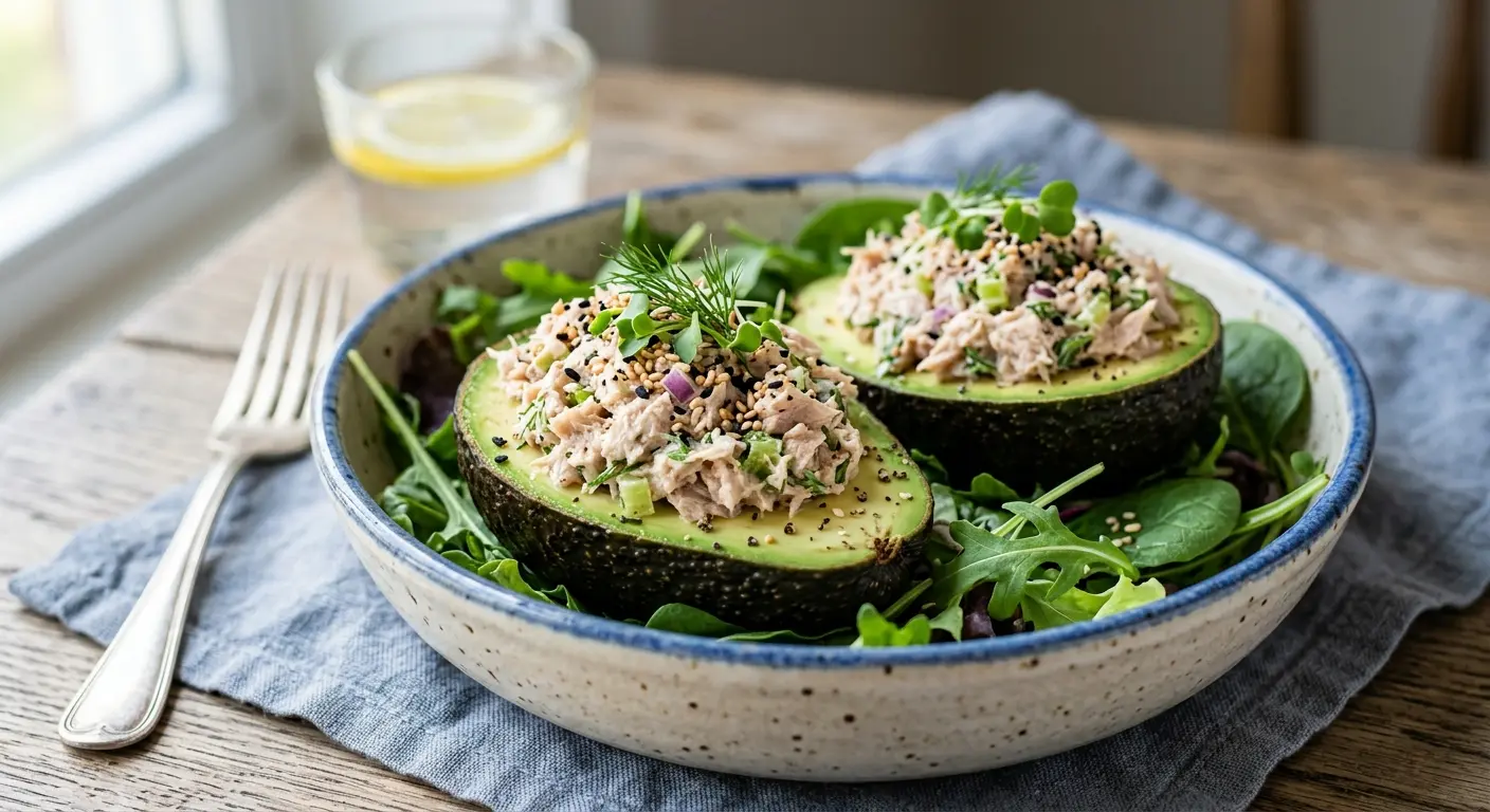 Avocado met tonijnsalade