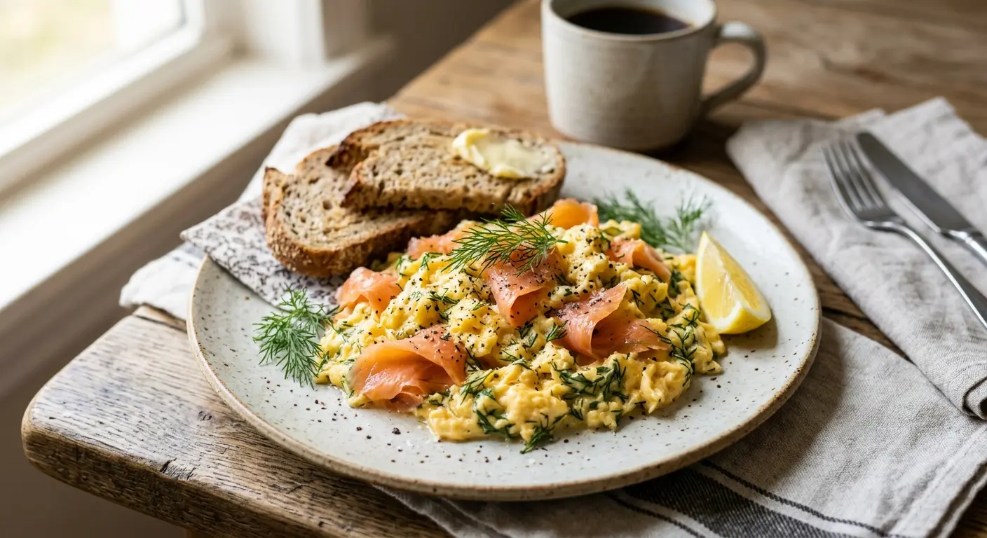 Roerei met gerookte zalm