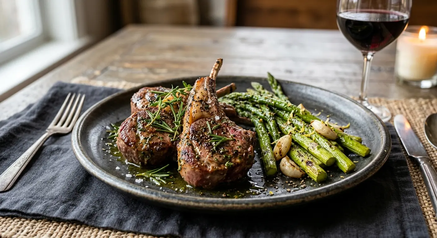 Lamskoteletjes met asperges