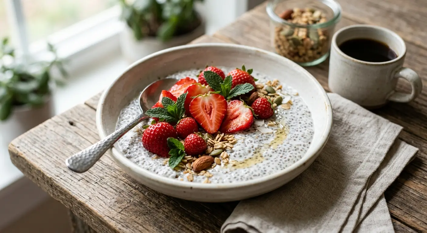 Chia pudding met aardbeien
