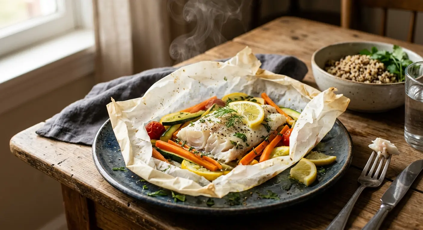 Kabeljauw en papillote