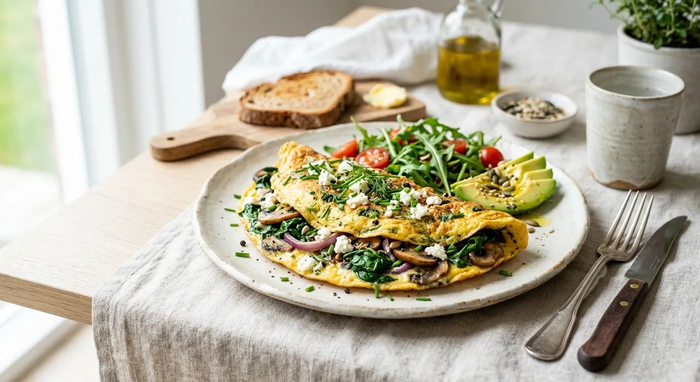 Omelet met Spinazie en Champignons