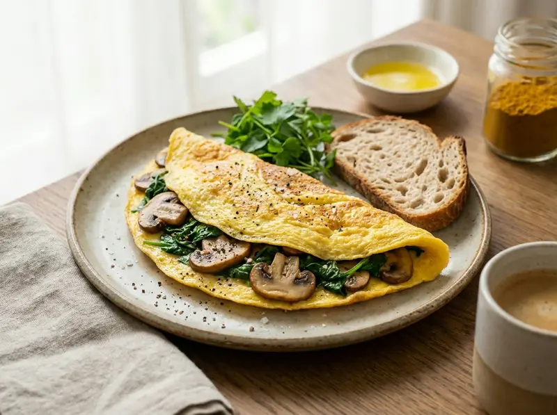 Spinazie-Pesto Omelet met Pijnboompitten