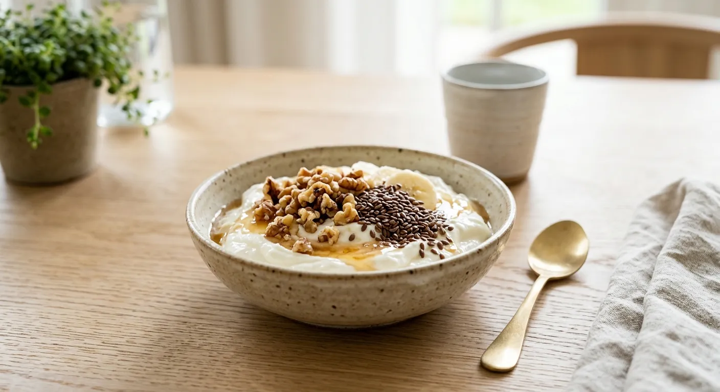 Skyr met Geroosterde Pecannoten en Verse Vijg