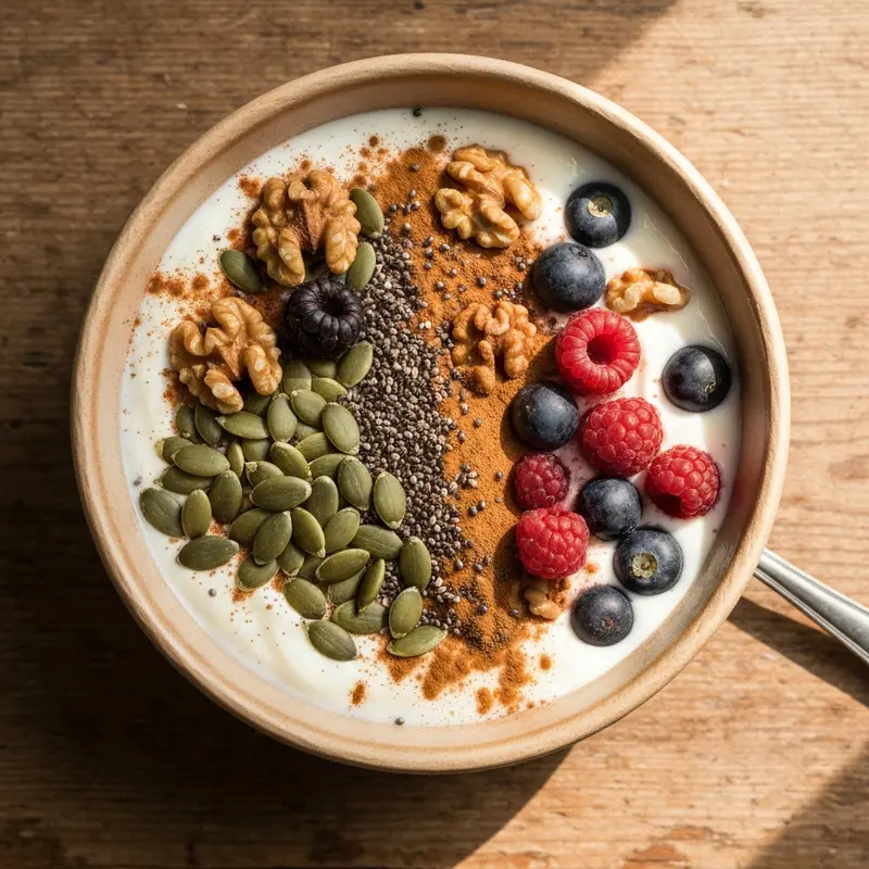 Griekse Yoghurt met Walnoten, Zaden en Vers Fruit