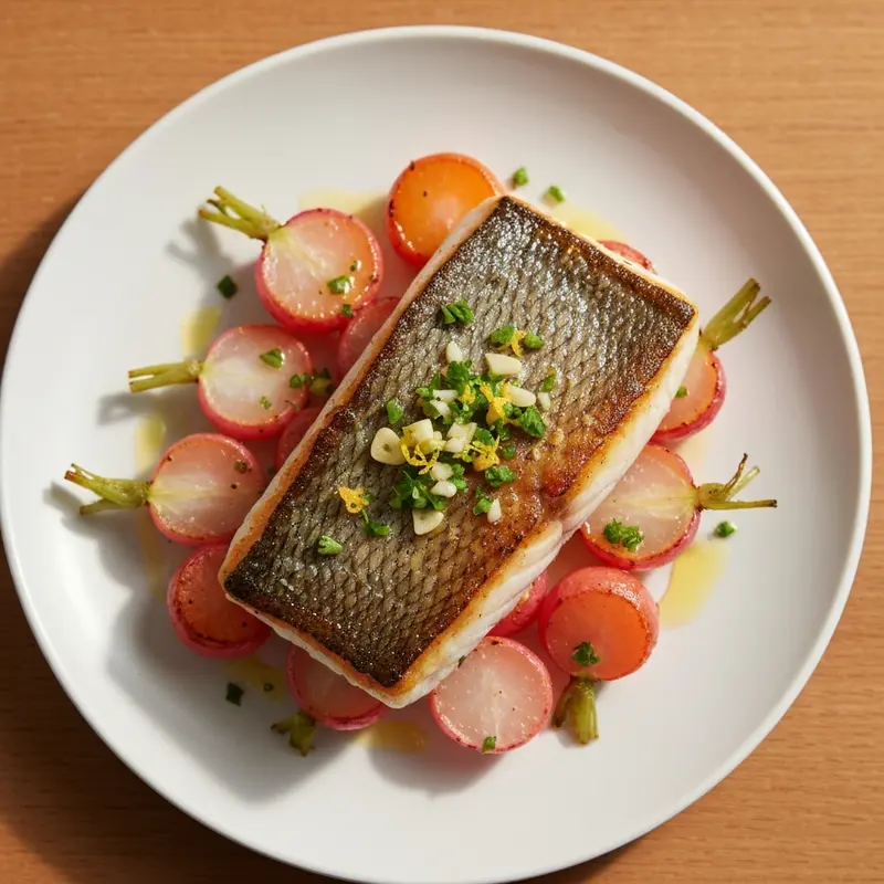 Heilbot met Gremolata en Geroosterde Radijsjes