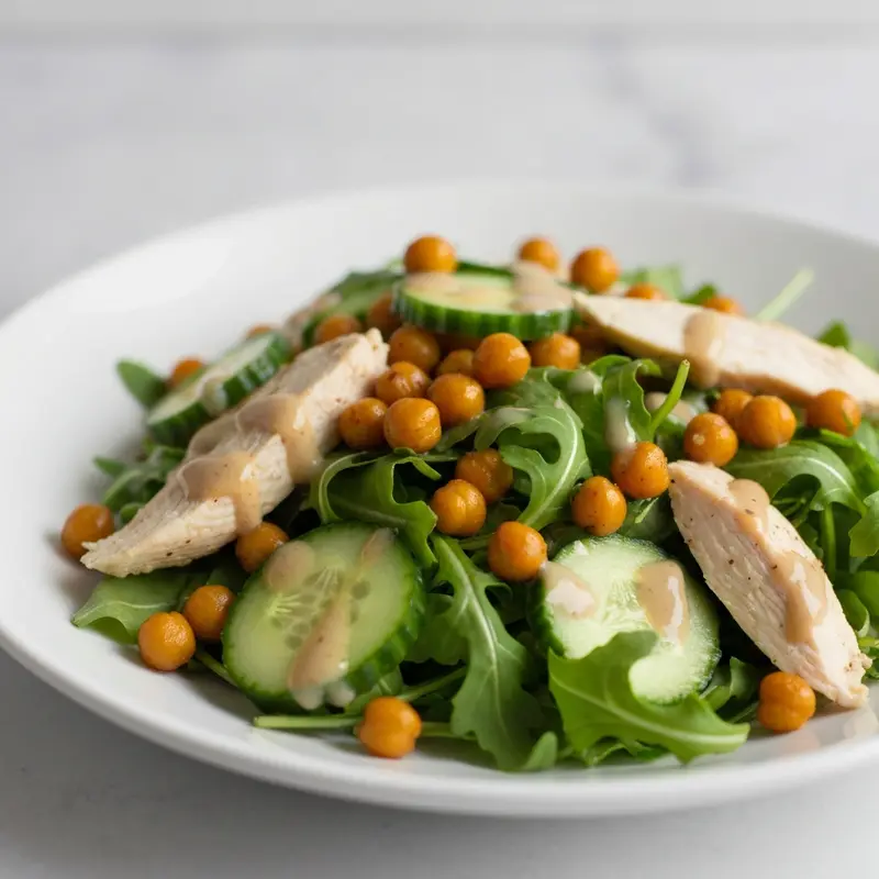Warme Kipsalade met Kikkererwten en Tahini