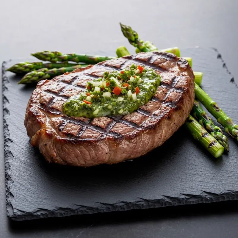 Entrecote met Chimichurri en Gegrilde Asperges