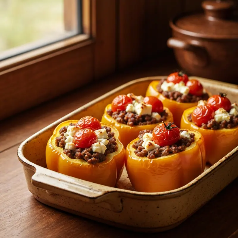 Mediterrane Gevulde Paprika's met Gehakt en Feta