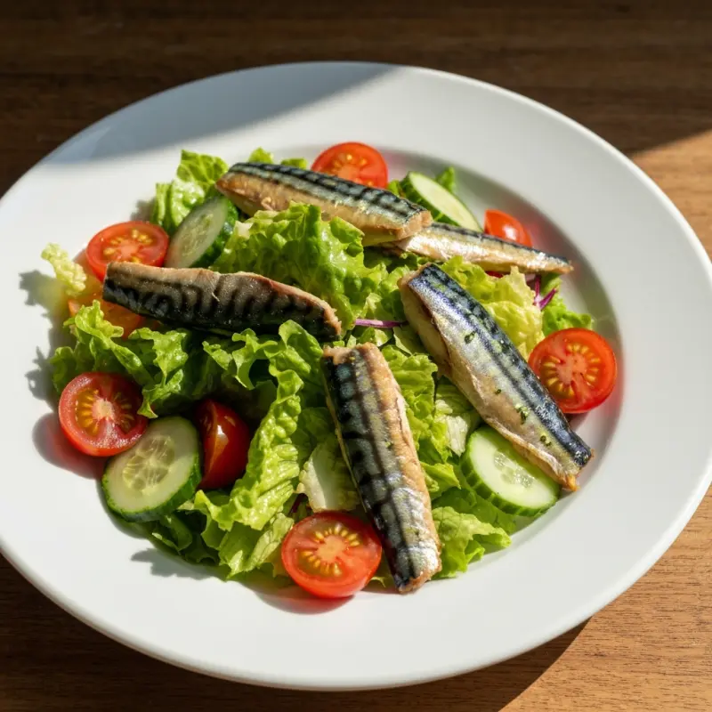 Zomerse salade met gerookte makreel