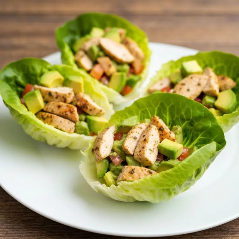 Kip-avocado salade in knapperige slaschuitjes