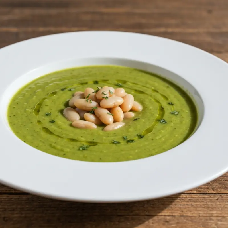 Romige courgettesoep met witte bonen