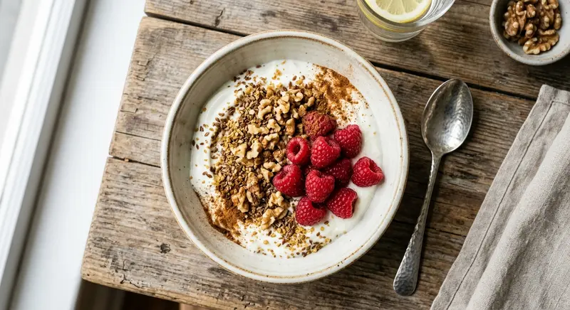 Griekse yoghurt met walnoten en lijnzaad