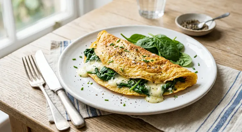 Omelet met spinazie en geitenkaas