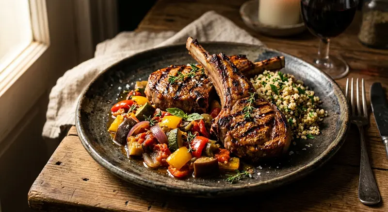 Lamskoteletjes met ratatouille en quinoa