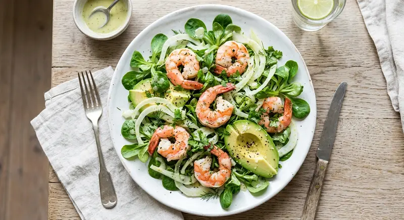 Garnalensalade met avocado, venkel en limoen