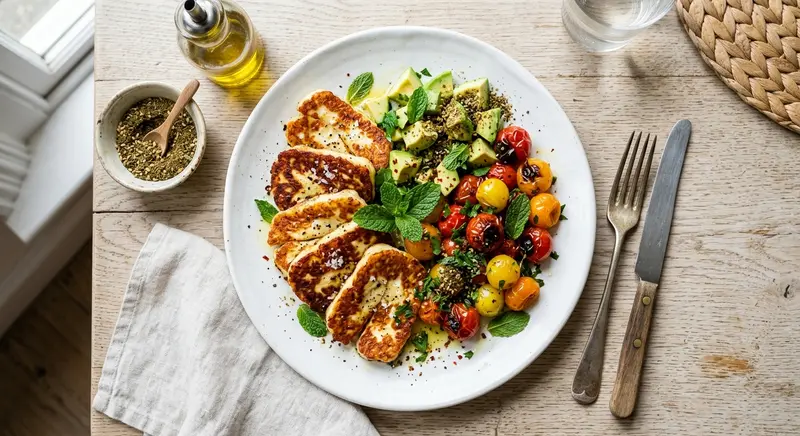 Gebratener Halloumi mit Avocado, Tomate und Za'atar